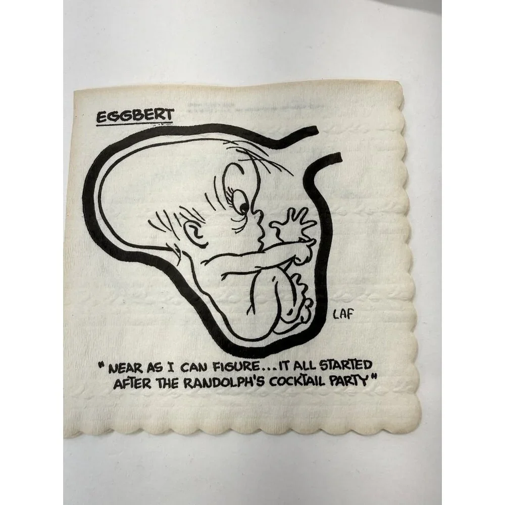 Vintage 1959 Eggbert  LAF Cartoon Cocktail Napkins Complete Set In Original Box